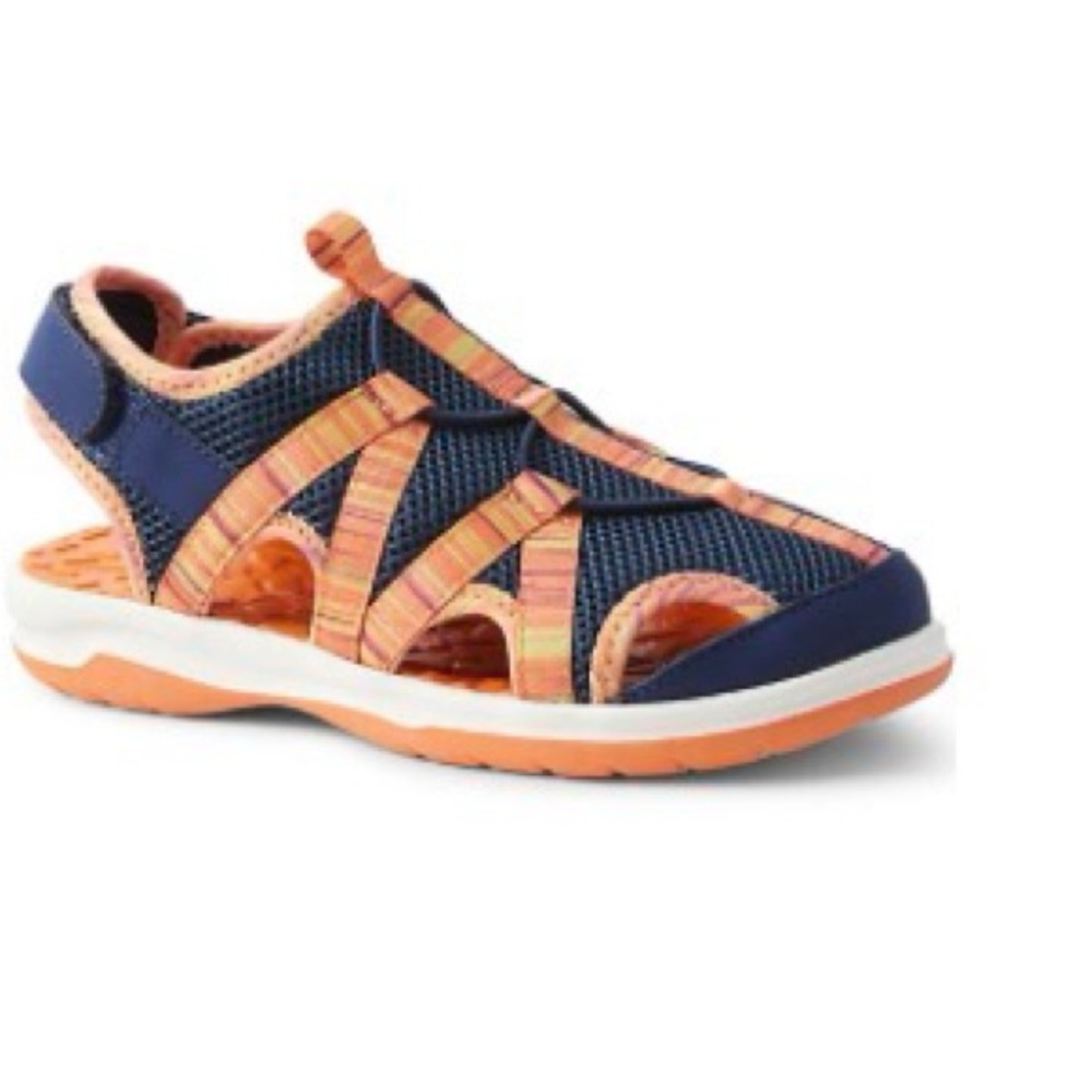New Lands' End Kids' Navy and Orange Closed Toe Water Sandals